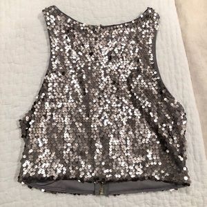 Sequin Crop-Top, Full Zip (by Express) — Size S